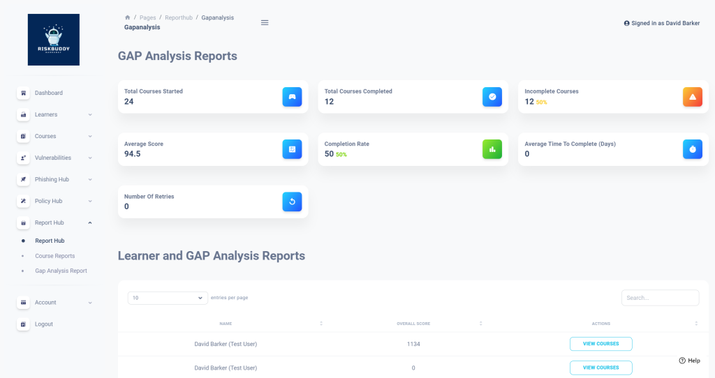 RiskBuddy - GAP Analysis Reporting