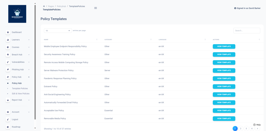 RiskBuddy - Policy Hub - Template Policies